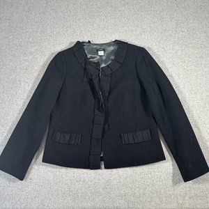 J. Crew Wool Jacket Blazer Jacket Black Womens Size 10 One Button 2009